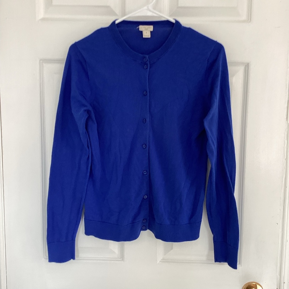J. Crew Royal Blue Crewneck Cardigan